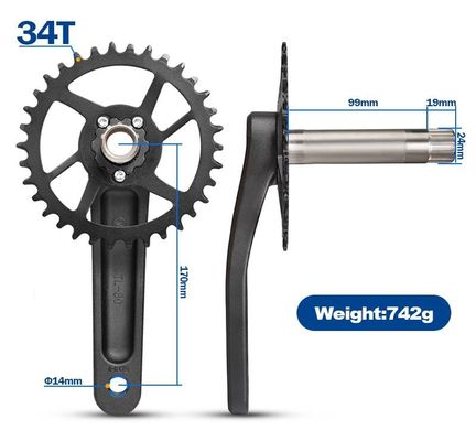 Aluminum Alloy Mountain Road Bicycle Chainwheel Crankset GXP 34T