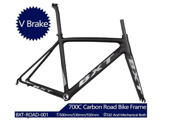 700C Rim Brake Bike Frame Full Carbon Fiber Racing Road Bike Frameset Max 23C Tire