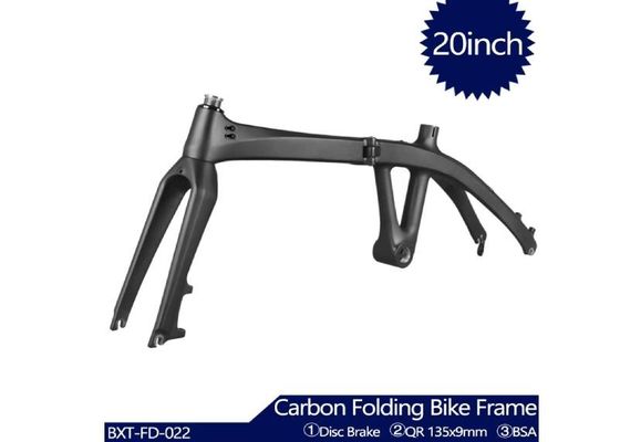 BXT Carbon Folding Bike Frame 3K Weave Folding Bicycle Foladable Frameset 20inch