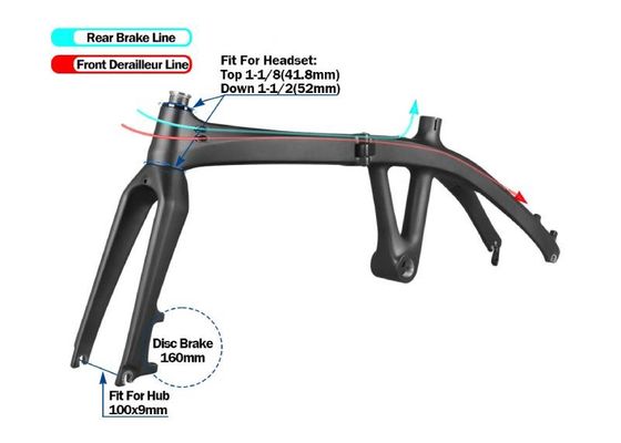 BXT Carbon Folding Bike Frame And Fork Carbon Fiber 3K Weave Frameset