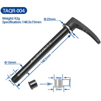 Alloy Thru Axle Road Bicycles Parts With Quick Release Lever Black Color