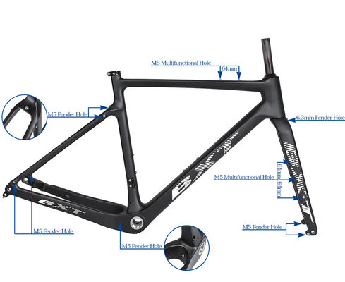 T800 Carbon Gravel Bike Frame Fully Hidden Cable Routing Road Bicycle Frameset 700C