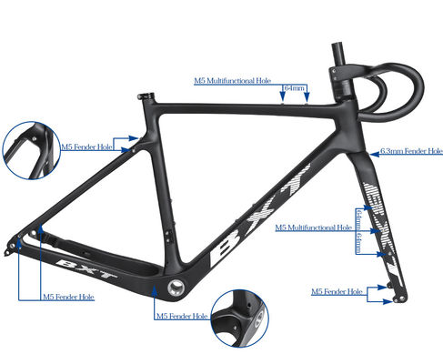 Full Carbon Fiber Gravel Bike Frame 700C Road Bicycle Frameset Hidden Cable