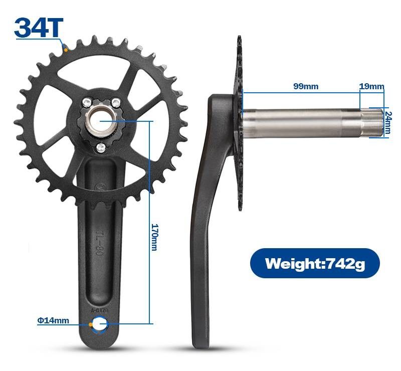 Aluminum Alloy Mountain Road Bicycle Chainwheel Crankset GXP 34T