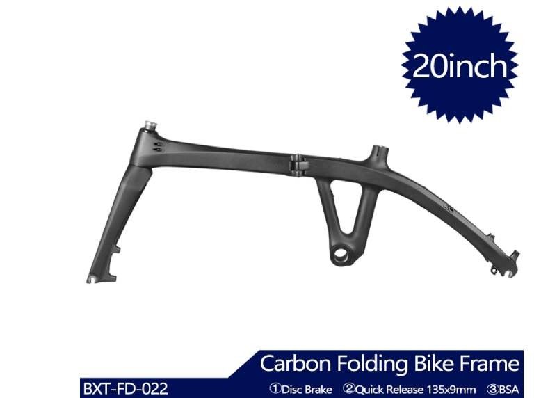 Disc Brake Carbon Folding Bike Frame 20inch Road Bike Frame With Carbon Forks