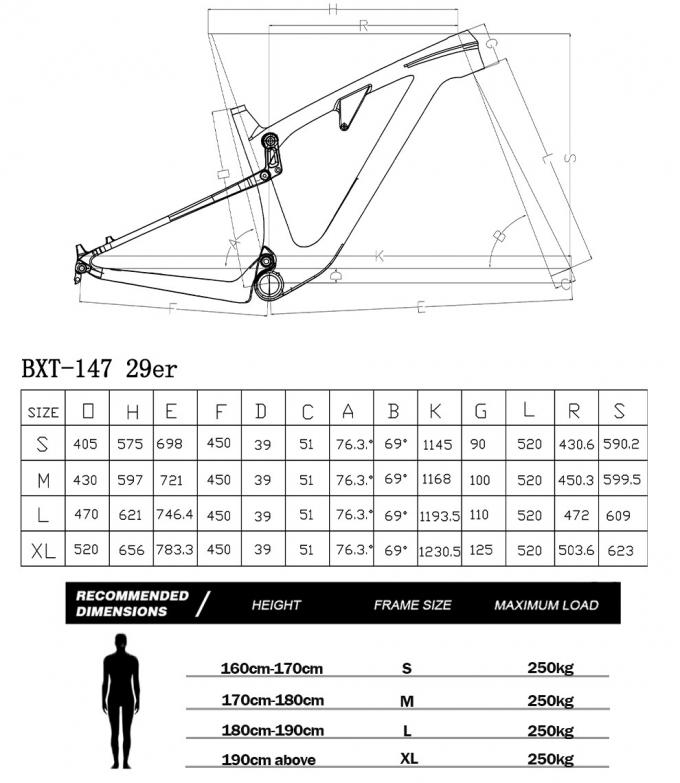 Trail Carbon Mountain Bike Frame Full Suspension 29er Disc Brake